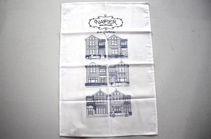 napier six sisters tea towel blue