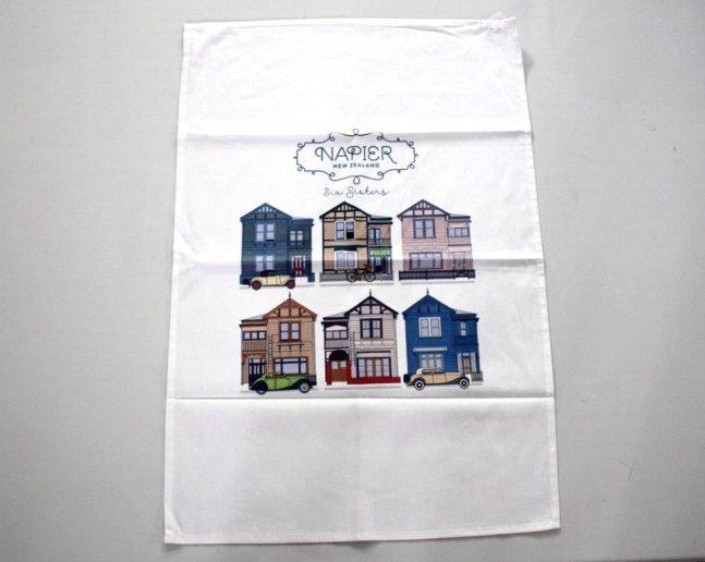 Napier Six Sisters tea towel coloured