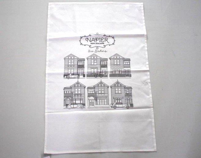 Napier six sisters tea towel black